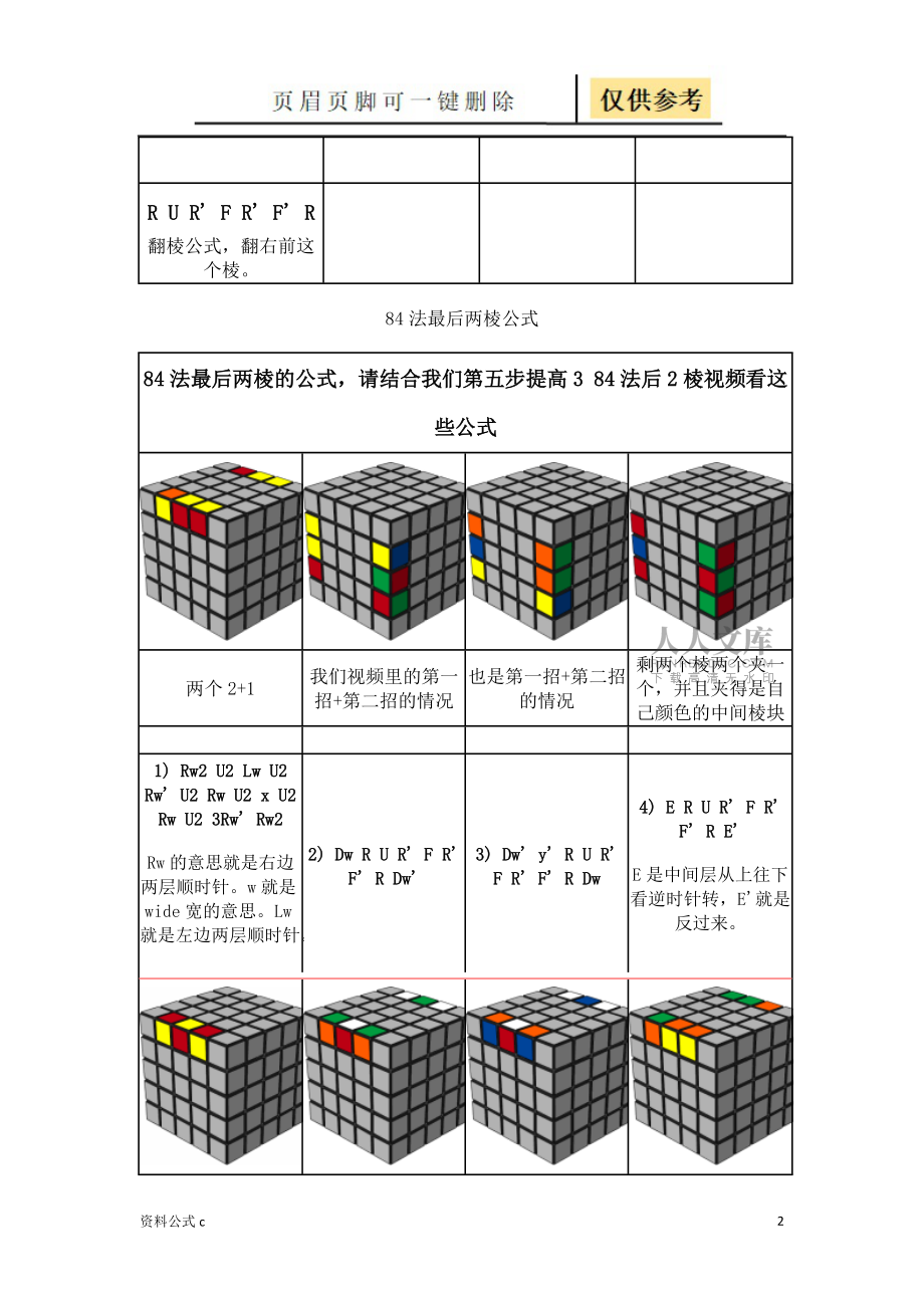 魔方阶层公式_阶魔方教程一步一步图解_四阶魔方公式图解